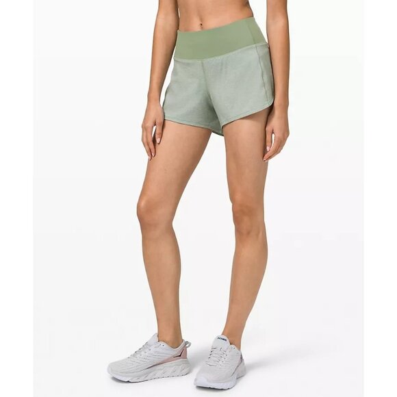 Lululemon Speed Up Mid-Rise Lined Short 4" Willow Green Womens 10 Tall EUC